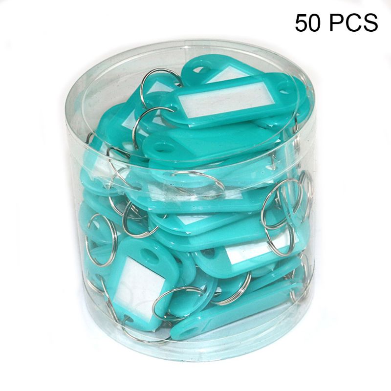 50Pcs Key Id Tag Bagage Bagage Naam Label Kaart Met Split Ring Sleutelhanger F3MD: LB