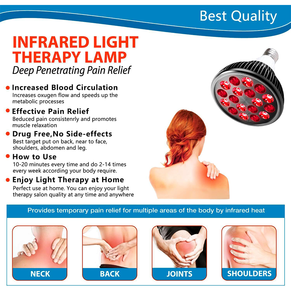 E26/E27 rot Glühbirne 660 nm 850 nm Rotlicht-Infrarot-Therapielampe Gerät 54 W