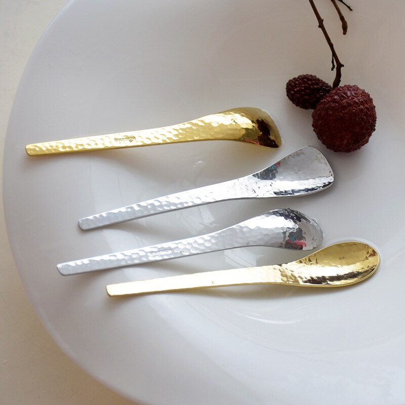 304 japanischen Stil Metall Geschirr Hammer Gittergewebe Löffel Kuchen Obst Gabel Edelstahl Nachtisch Kaffee Löffel Teelöffel