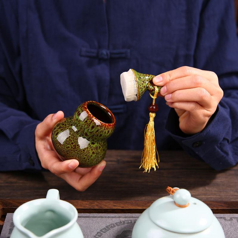 Contenedores de té de cerámica con forma de calabaza, lata de Caddies kungfú chino, recipiente de té, accesorios, tarro de té, latas, caja, casa, oficina, Teaware