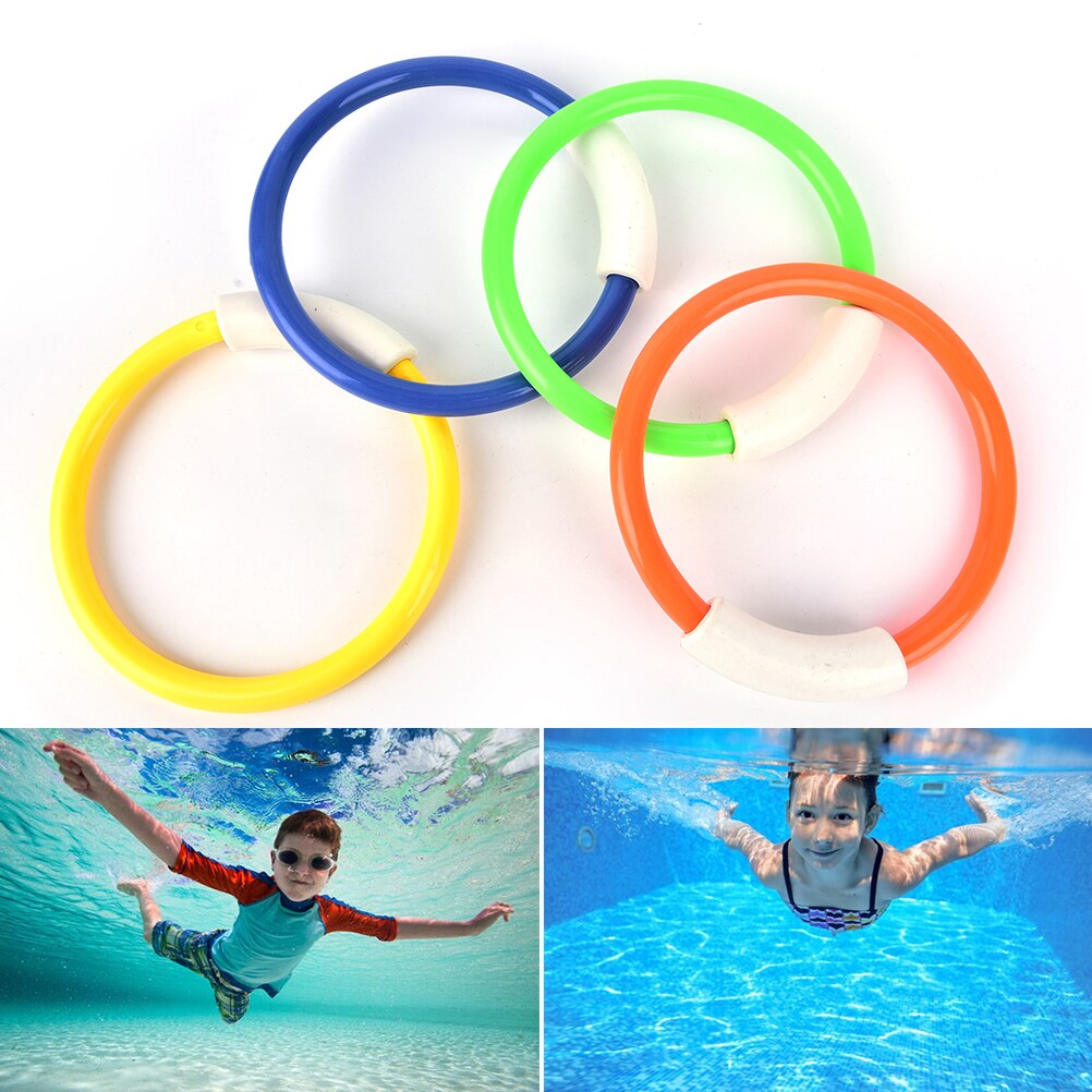 4Pcs Duik Ringen Zwembad Duiken Game Zomer Kid Onderwater Duiken Ring Sport Duiken Boeien Vier Geladen Gooien Speelgoed