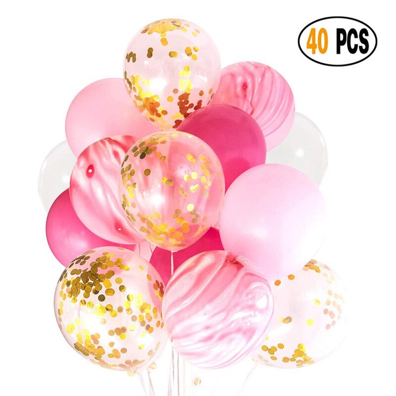 40 Uds globo de mármol de látex multicolor, decoraciones para de cumpleaños, boda, Baby Shower, globos de confeti de oro rosa de 12 pulgadas