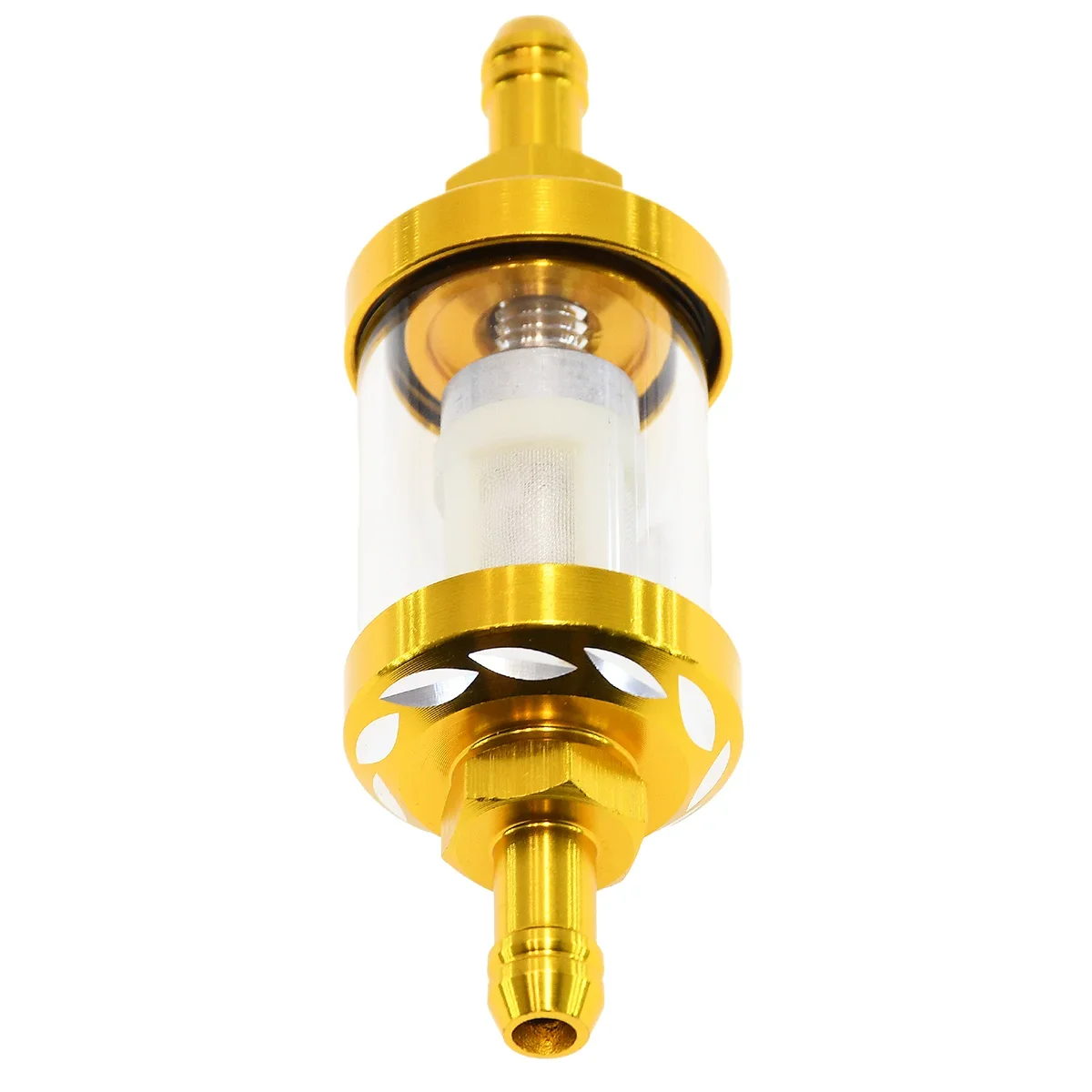 Filtro de aceite de gasolina y combustible de vidrio de aleación de aluminio CNC de 8mm Moto para Dirt Pit Bike 125/140/150/160cc CRF70 90 110 TTR100 110 KLX65: Blanco