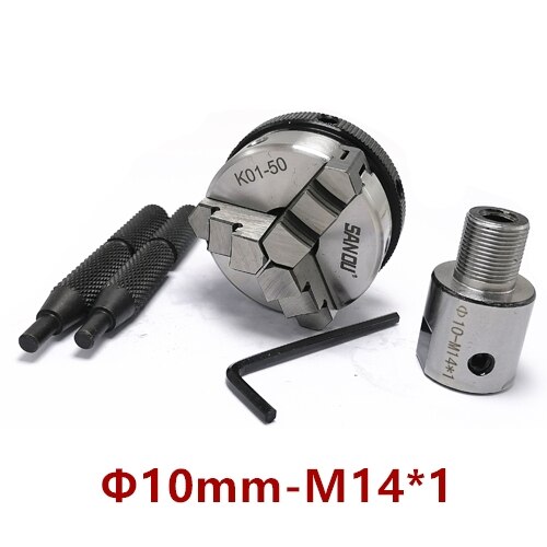 Sanou K01-50 chuck 50mm 2" LATHE Chuck three Jaw Manual mini Self-Centering Chuck Connecting rod Connector for CNC M14 adapter: K01-50-10mm