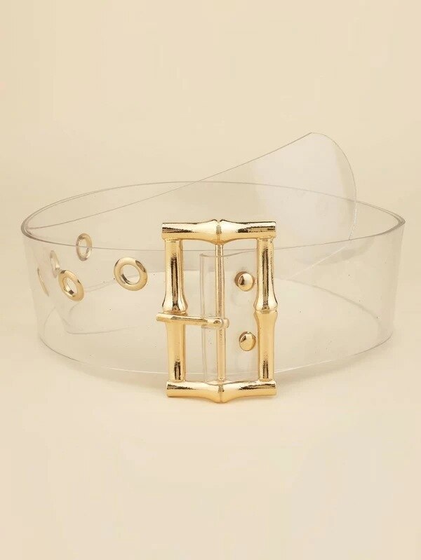 Neue Frauen Transparent Gürtel PVC Klar Runde Quadrat Herz Pin Schnalle Breite Taille Bands Damen Bund Punk Taille Gürtel: YD987