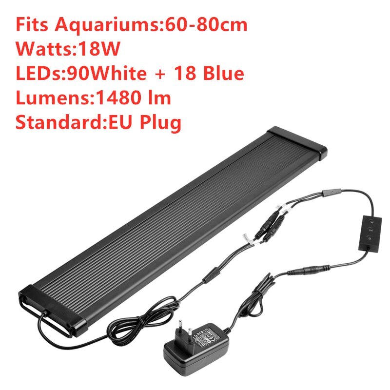 NICREW ClassicLED Gen2 Aquarium Light Dimmable LED Fish Tank Light With 2-Channel Control White and Blue LED Aquatic Plant Light