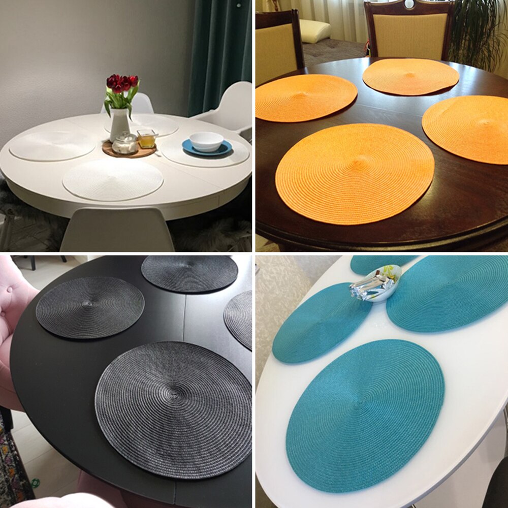1pc 38 x 38 cm runde coaster isolering bordmåtter puder pvc bord dækkeservietter skridsikre måtter kaffe te dækkeservietter køkken dekoration
