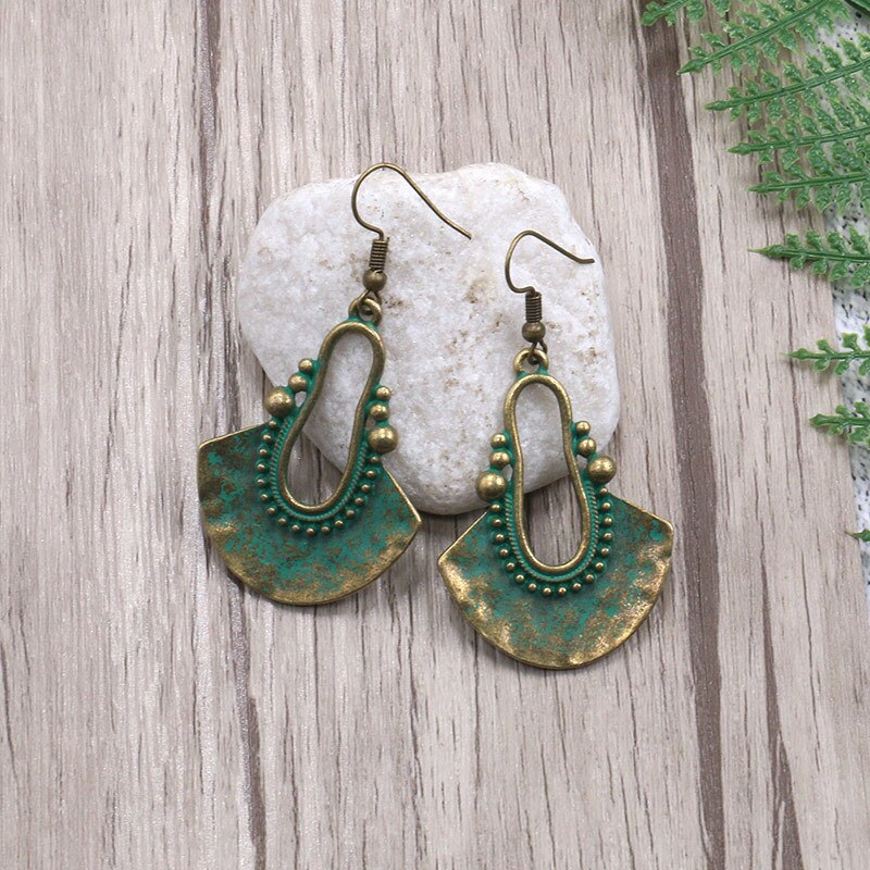 Vintage Geometric Gypsy Alloy Ladies Earrings For Women Kolczyki Boho Jewelry Retro Jhumka Earrings Statement Jewelry