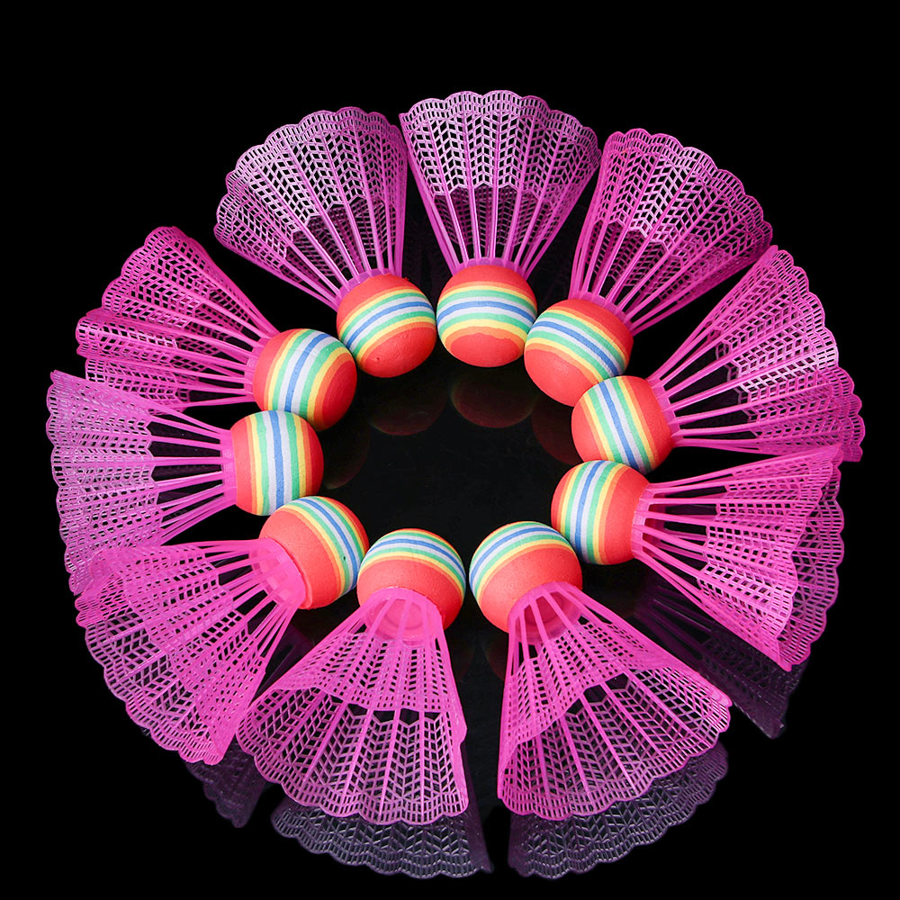 10 stk badminton eva regnbue bold hoved nylon badminton fjer til spil sport underholdning med gennemsigtig tønde