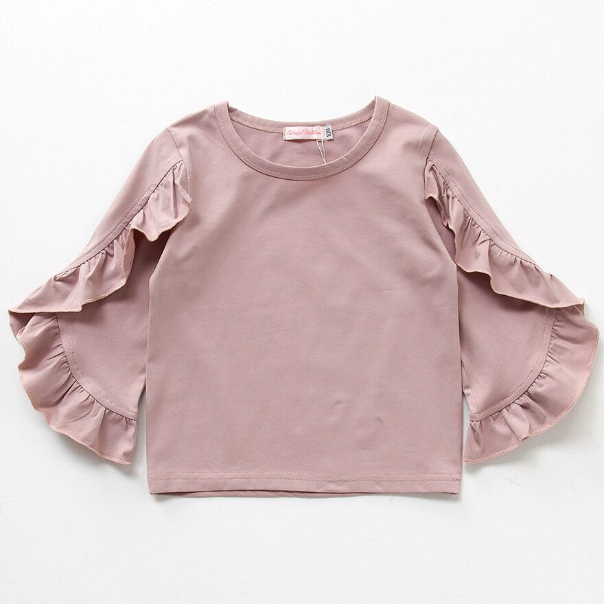 Barn baby jente bluse vår høst søt småbarn barn bluse volangert langermet blomster rosa skjorte klær bluse jenter: 3t