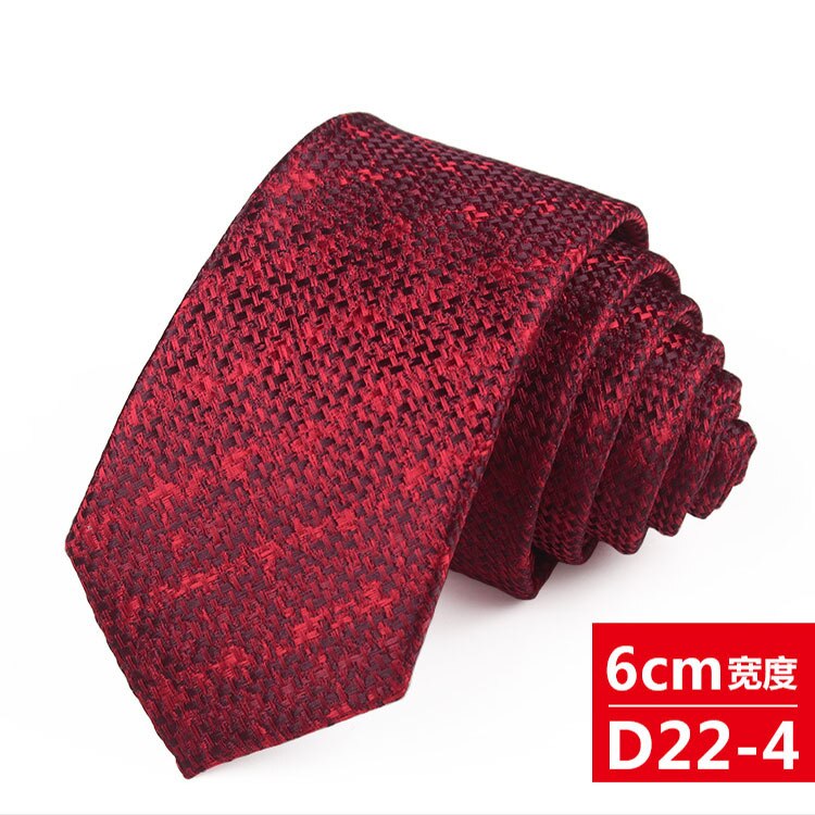Corbata estrecha de 6cm para hombre, corbatas de seda de poliéster hechas a mano, estilo británico informal, 1200 agujas,: D22-4