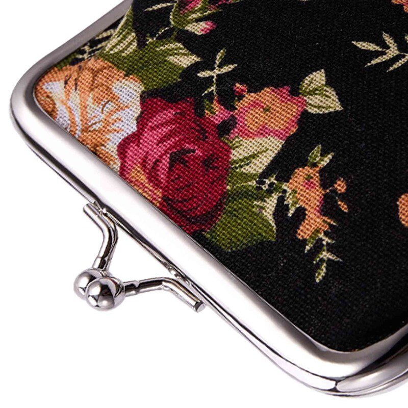 Canvas Hasp Purse Key Coin Wallet Bag(black)