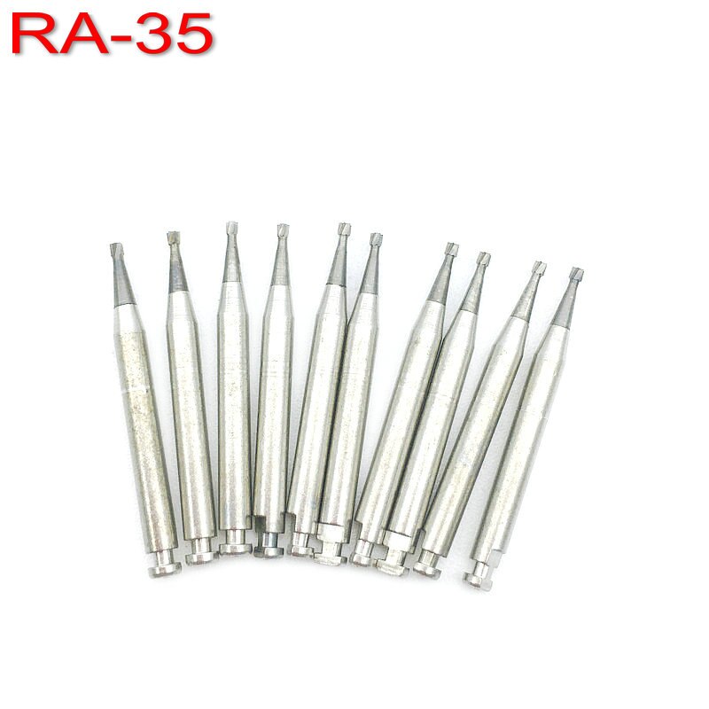 Fresas dentales de carburo de tungsteno de acero, para pestillo de baja velocidad, tipo RA-05, RA-06, RA-07, RA-08, RA-35, RA-558, 10 Uds.: RA-35