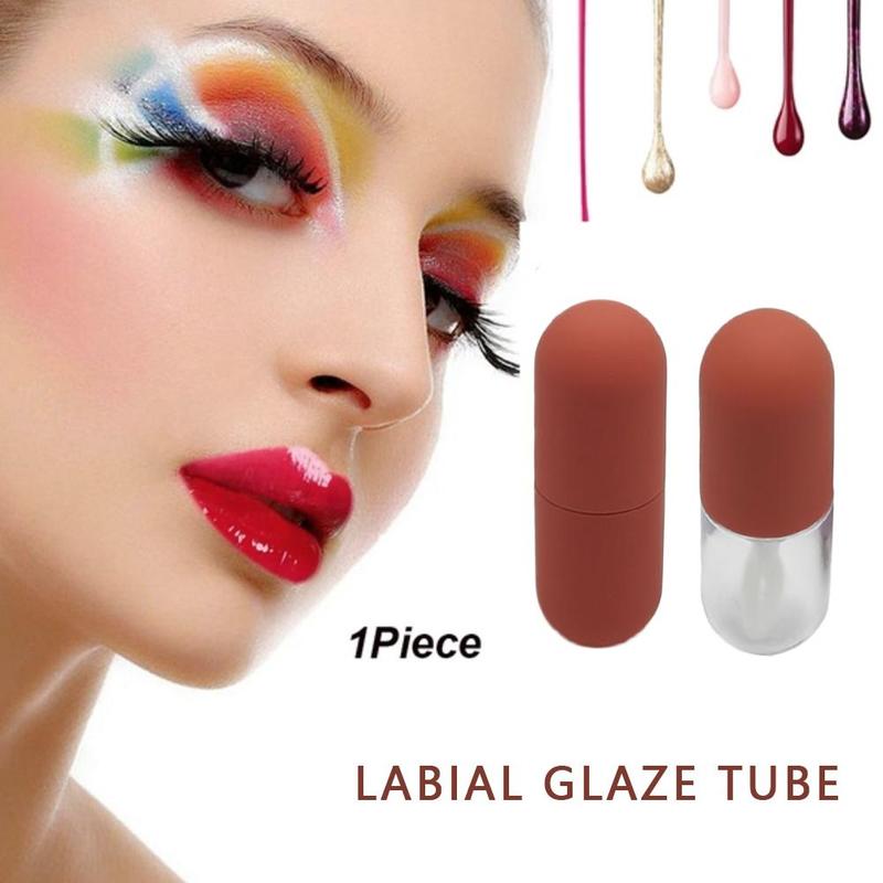 Mini portabel kapsel tube, klar lipgloss tube, rød lip gloss tube, hjerteformet flaske påfyllbart verktøy