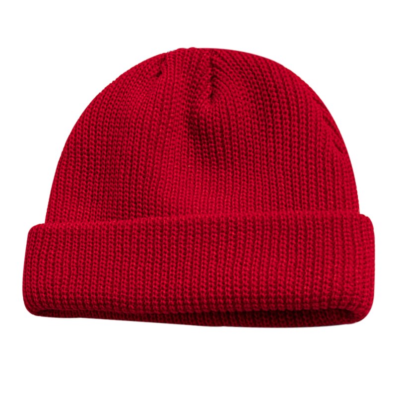 Bonnet tricoté pour hommes et femmes, chapeau pour l'hiver, rétro, Baggy, Melon, Docker, T8: Rouge