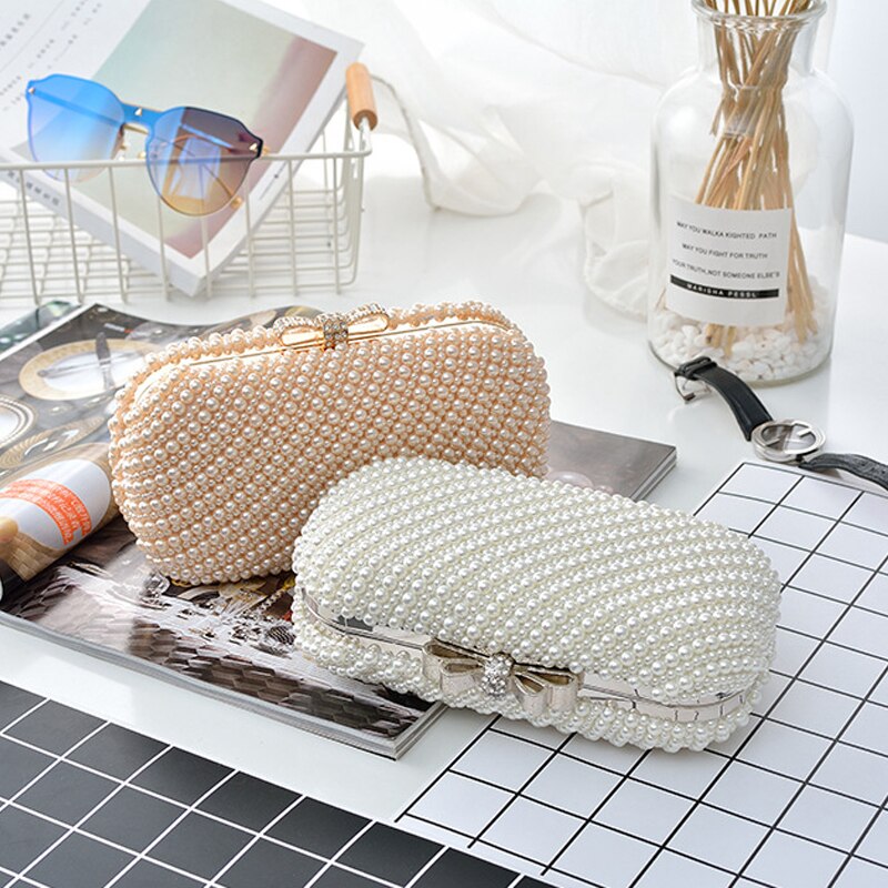 European American sweet ladies girls women pearl clutch bag party evening bag