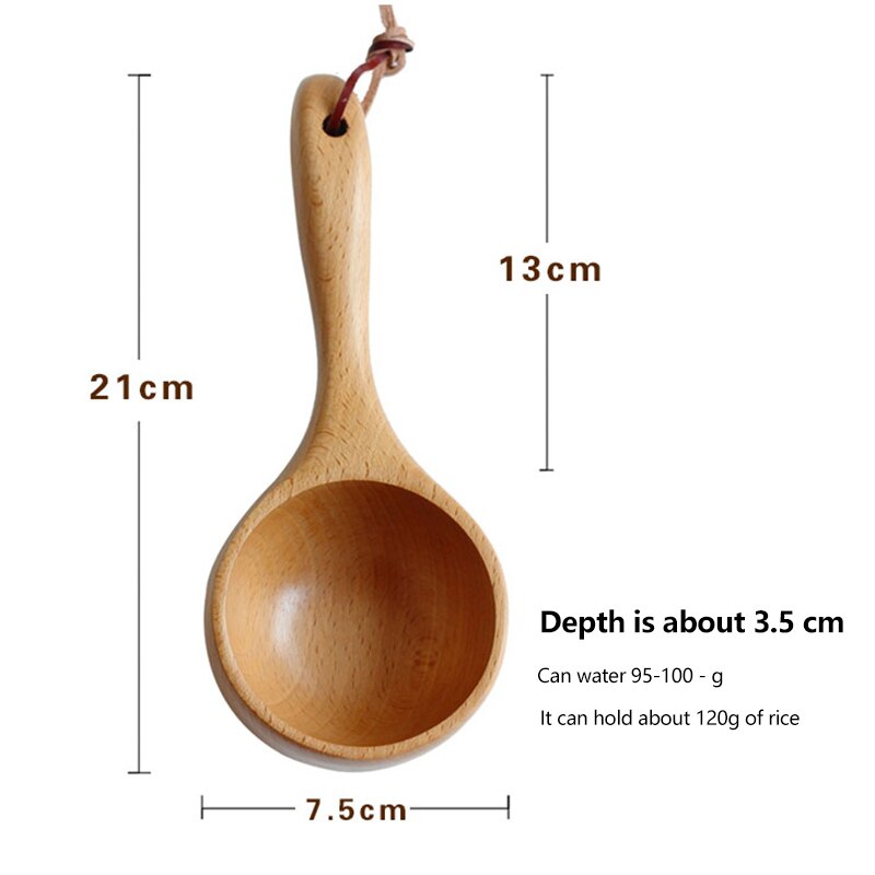 Long Handle Spoon Meal Spoon Wooden Spoon Saft Health With Hook Japanese Style Kitchen Tool Bar Restaurant Cooking Utensils