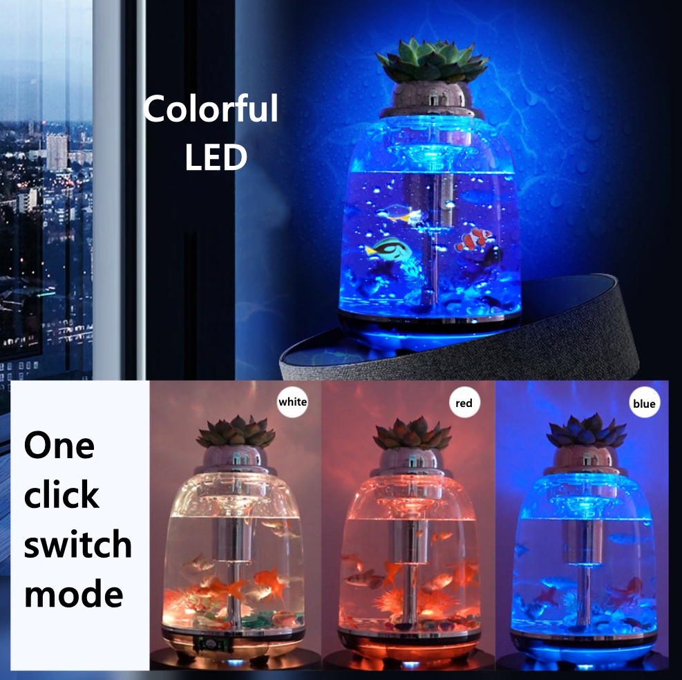 Fish tank landscaping small desktop mini office fish fighting micro landscape self circulation ecological fish tank