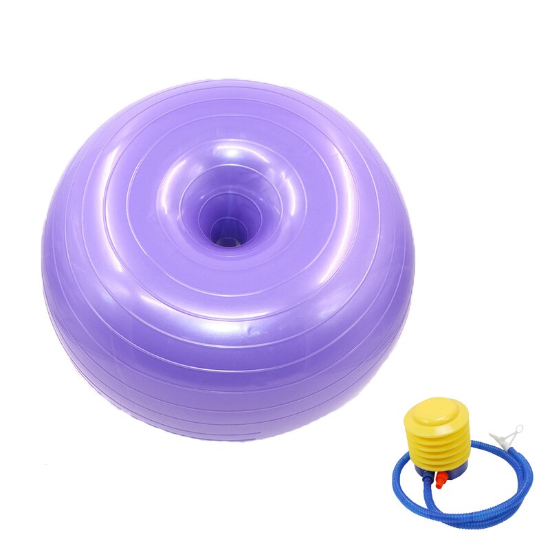 Yoga Ball with Pump Yoga Ball Donut Trainer Body Fitness Crossfit Stretching for Gym Office Home Pilates Balance Yoga Ball: Purple
