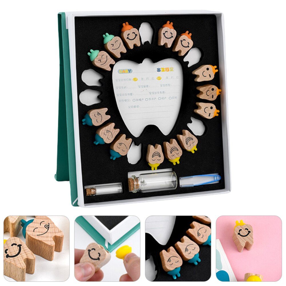 1 Set of Wooden Baby Deciduous Tooth Box Baby Tooth Preservation Case