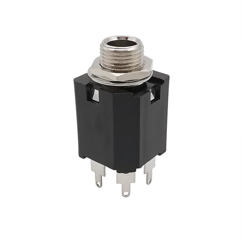 PJ-612A 6.35mm Audio Headphone Jack 1/4 inch 5 Pin Audio Microphone Female Socket Panel Mount Solder Conenctor with Nut