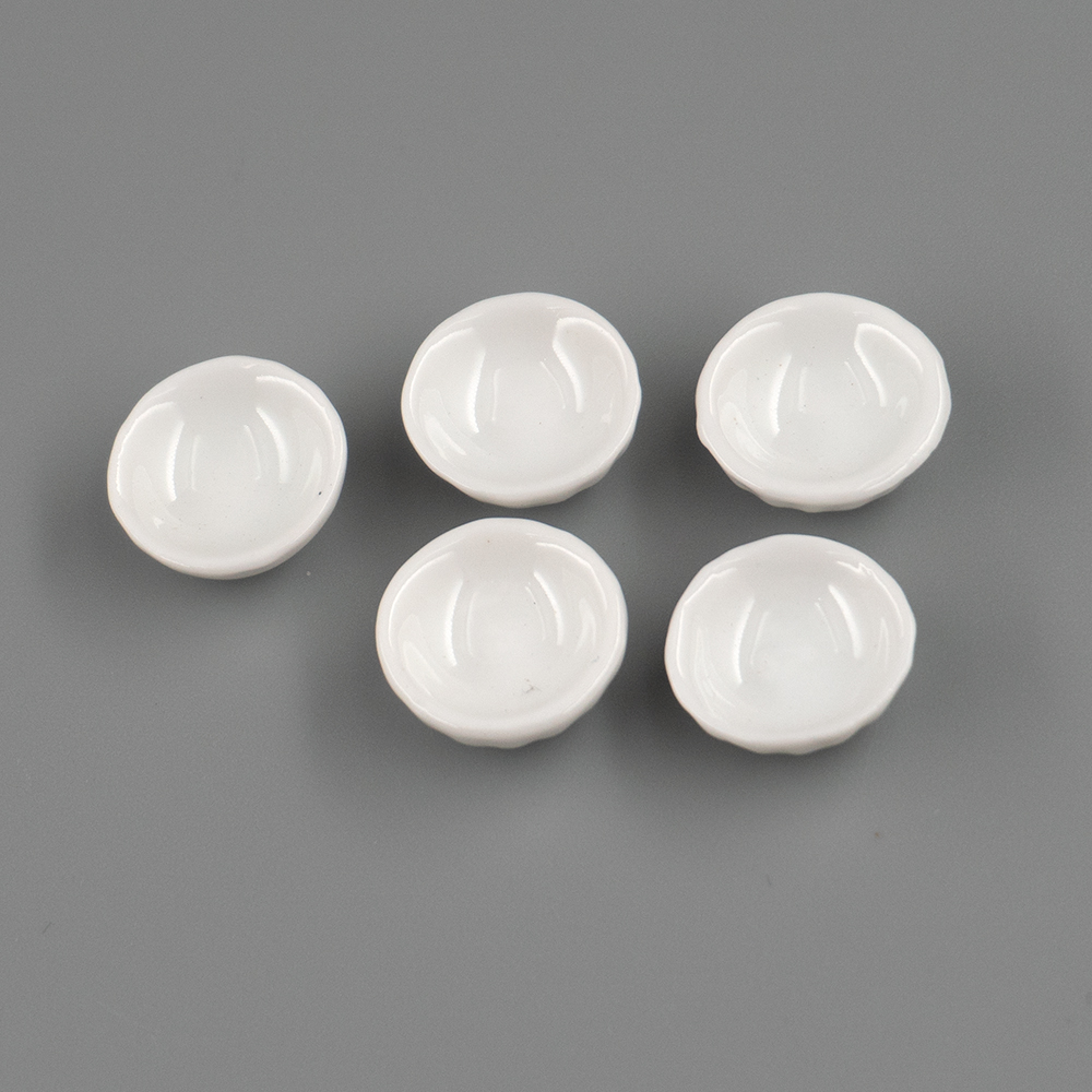 5Pcs 1/12 Puppenhaus Miniatur Zubehör Mini Keramik Schüssel Simulation Möbel Küche Lebensmittel Gericht Spielzeug für Puppe Haus Dekor