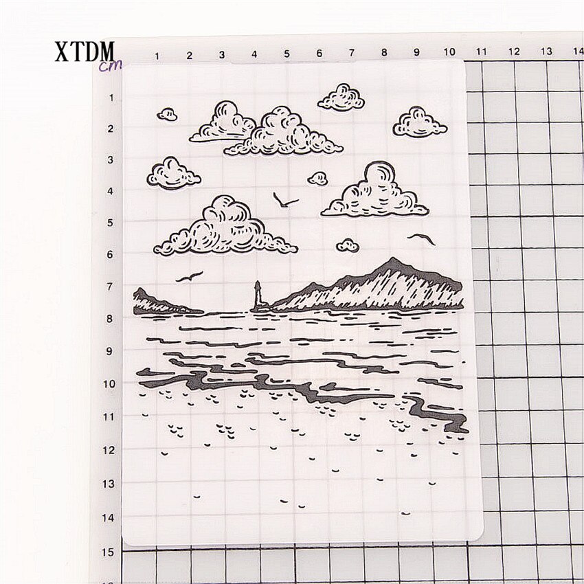 Plast bjerg skov skabelon håndværk kortfremstilling papir kort album bryllupsdekoration scrapbooking prægning mapper