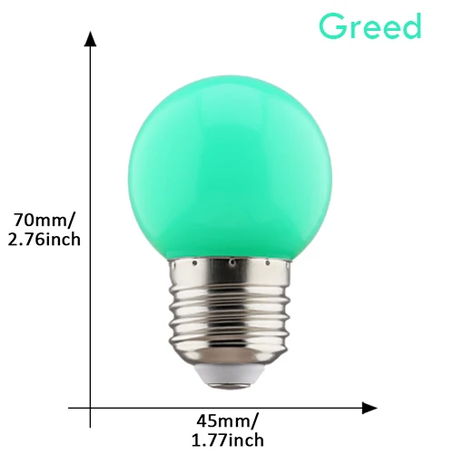 Farvet led-pære  e27 220v g45 3w 6 farver rgb-lampe led-lampe dekoration julelamper husholdningspære: Grøn / 10 stk