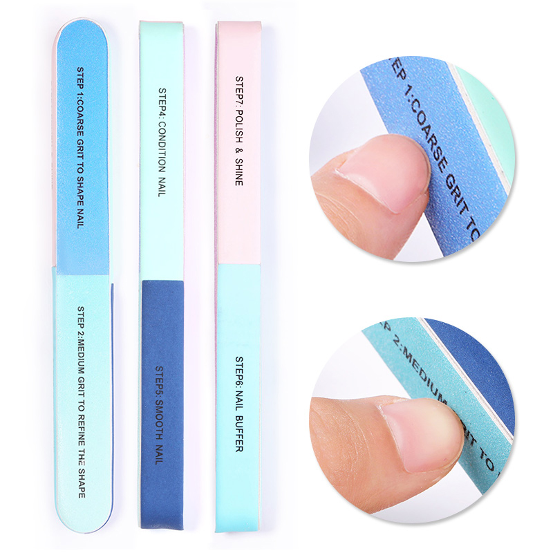 1 Pc sept faces multifonction lime à ongles tampon bleu rose couleurs mélangées meulage ponçage pédicure meulage ponçage outils fichiers