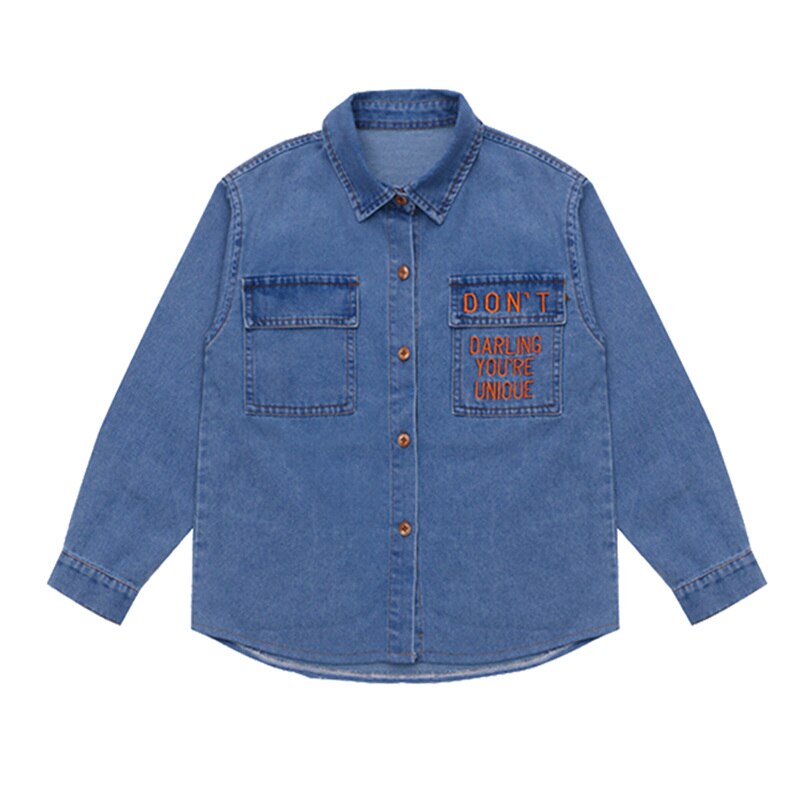 Camisas vaqueras de manga larga para niños y adolescentes, camisas informales de algodón a la , Tops para niños de 4 a 13 años, primavera y otoño, nuevas: 7