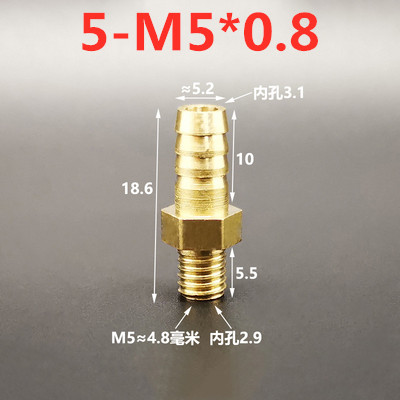 Raccord pour Tube en cuir, Mini pagode, filetage métrique mâle M5 M6 M8, laiton 4 5 6 8mm, raccord pour Tube en cuir: 5mm to M5x0.8