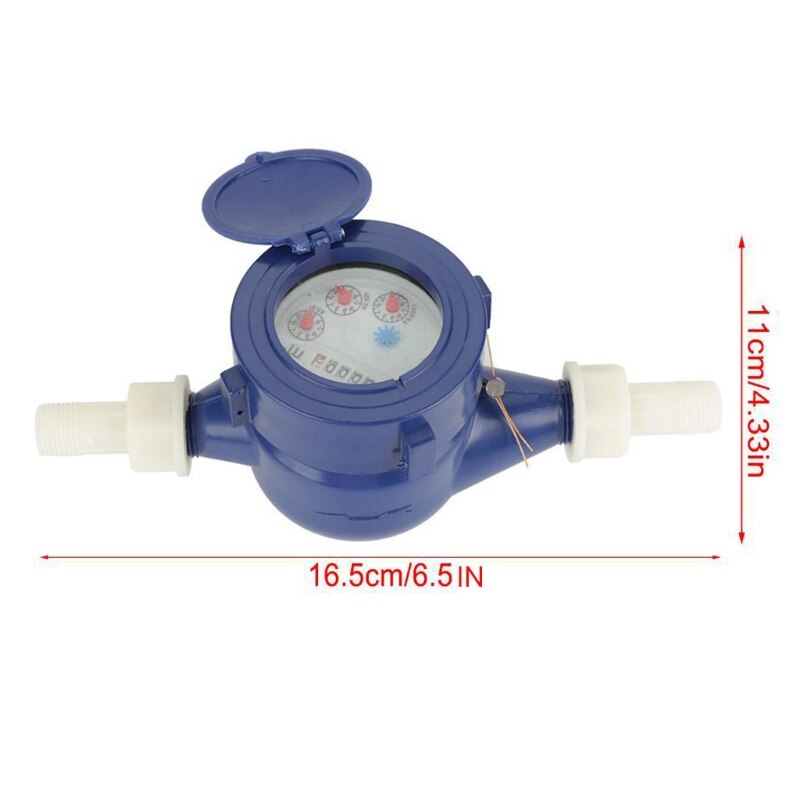 Water Flow Meter Water Meter 15mm 1/2 inch Cold Water Meter with Fittings Compatible with Garden &amp; Home Usage