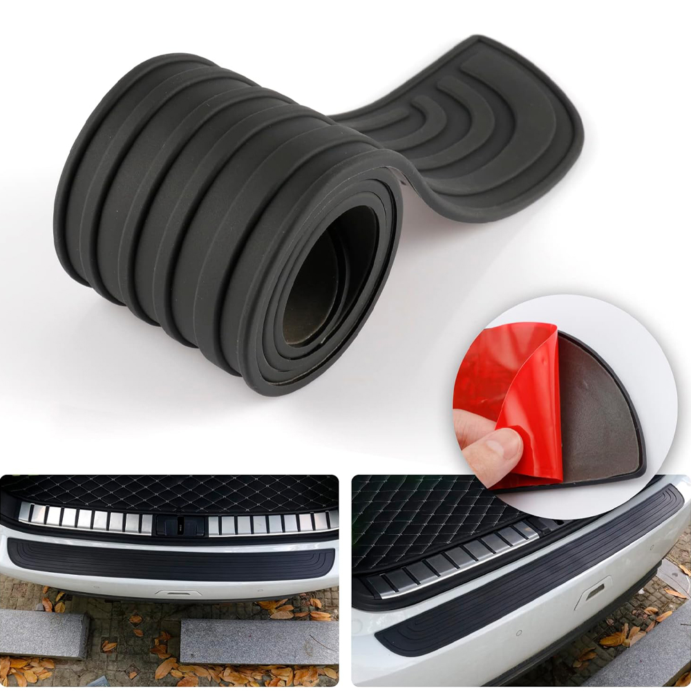Protector de parachoques trasero para coche, Protector Universal de puerta de maletero antideslizante de goma negra resistente a los arañazos para la mayoría de los coches