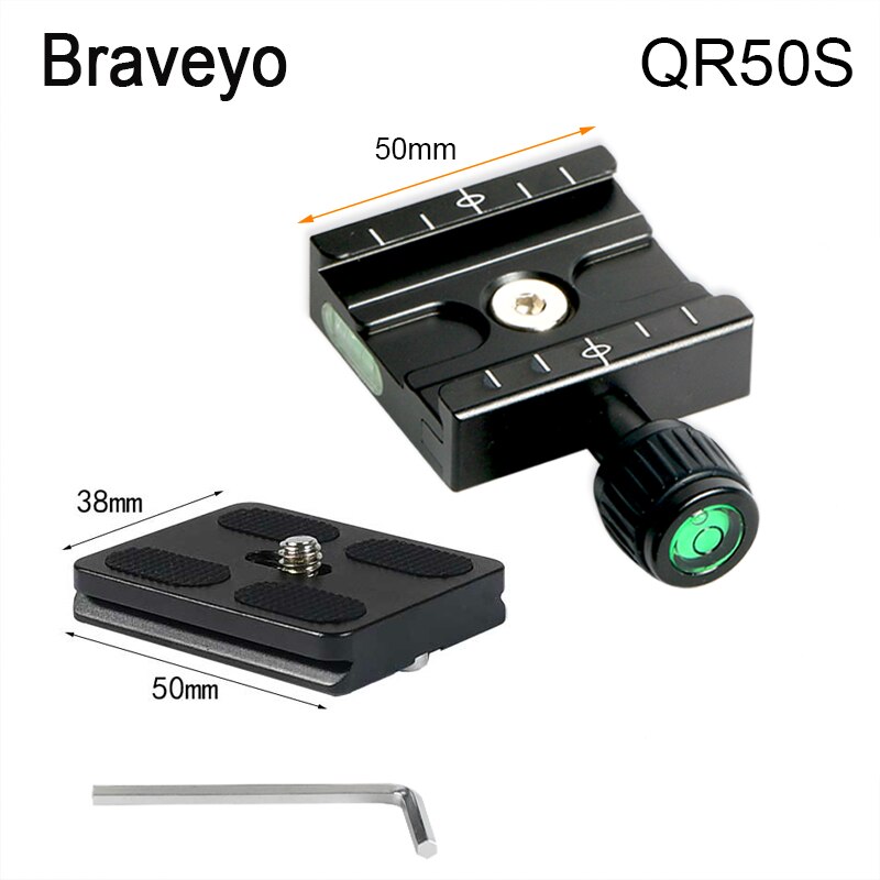 Camera Mounting Clamp QR50 Quick Release Plate Clip Aluminum With Horizontal Bubble For Arca Swiss Dslr Panoramic Tripod Head: QR50S
