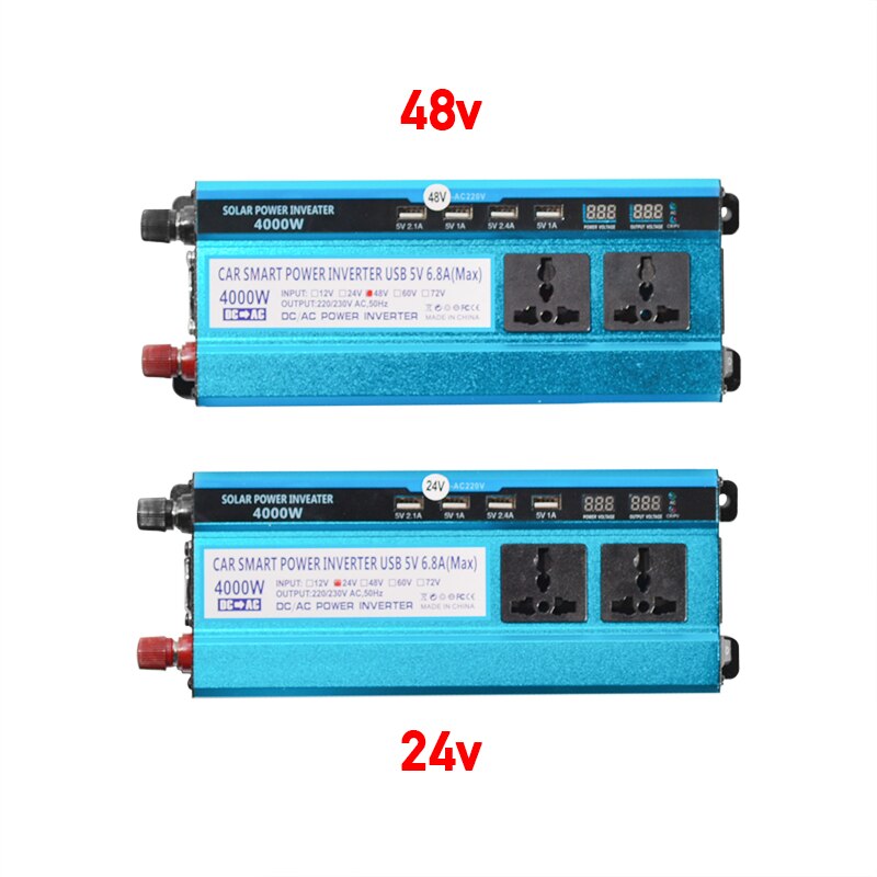 4000w omvormers, 12v/24v/48v to 220v spanningsomvormers, transformatoren, dubbele led-displays, 4 usb-zonnepanelen voor auto's, drievoudige omvormers