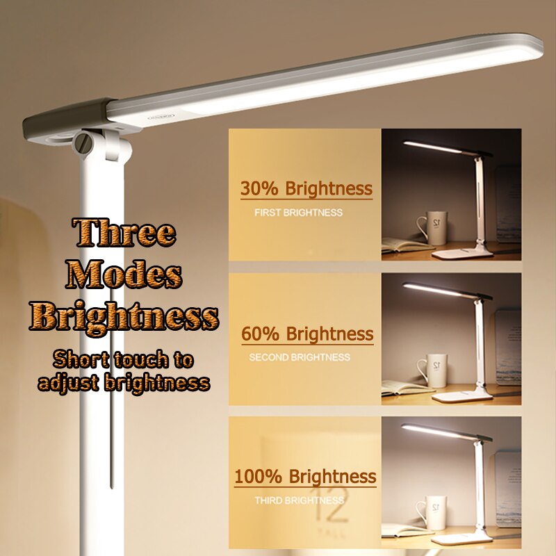Two-in-One Detachable LED Desk Lamp 3 Mode Lighting Brightness Rechargeable USB Learning Table Lamp for Study