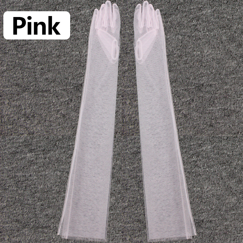 Lange transparente Tüll handschuhe ultra dünne dehnbare Voll finger handschuhe Mesh Ellenbogen Hochzeit Braut handschuhe Halloween Zubehör: green