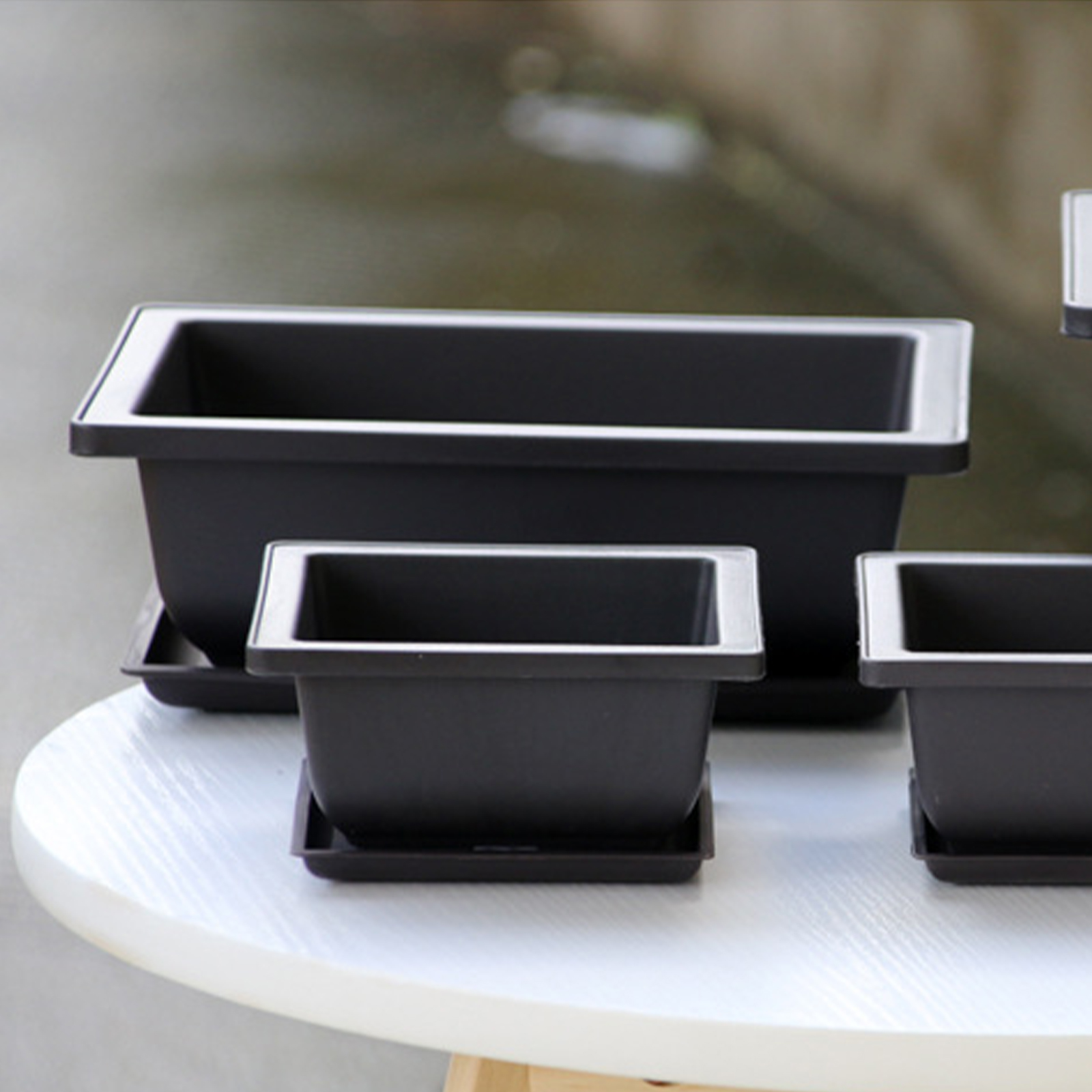 2Pcs Rectangular Square Plastic Flowerpots Imitation Purple Clay Succulent Plants Pots Outdoor Garden Landscape Potted Trays