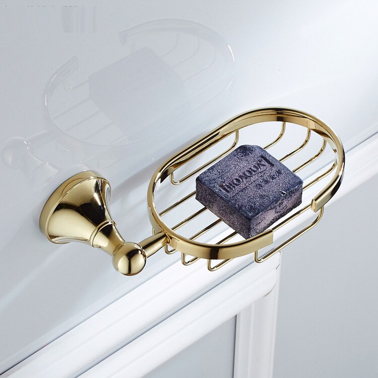 Luksus guld badeværelsestilbehør messing håndklædehylde toiletpapirholder sæbeholder håndklædeholder tørretumbler: Sæbeskål