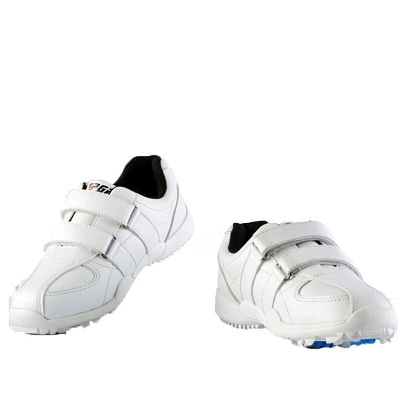 Zapatos de Golf para niñas, antideslizantes, transpirables, de malla, zapatillas para niños, zapatillas ligeras de atletismo con velcro AA20174: Blanco / 3,5
