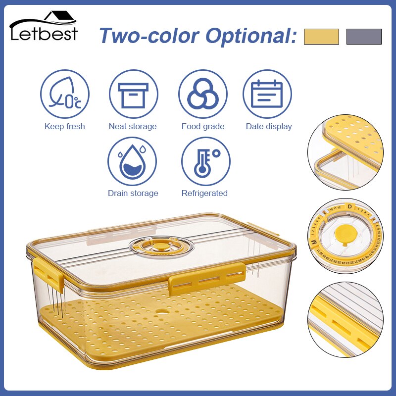 Refrigerator Storage Box Pet Plastic Transparent Thickened Frozen Drain Fresh-keeping Box Special Finishing For Refrigerator