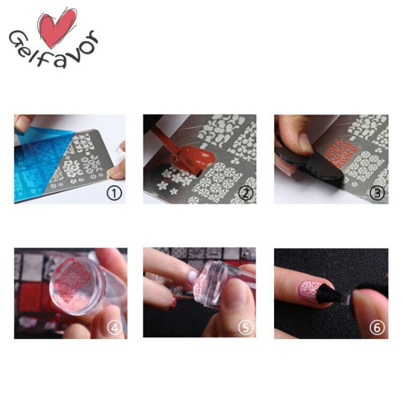 Gelfavor-Placa de estampado para manicura, Gel transparente, sello de silicona, molde para sello, acero inoxidable, esmalte de uñas de Gel UV