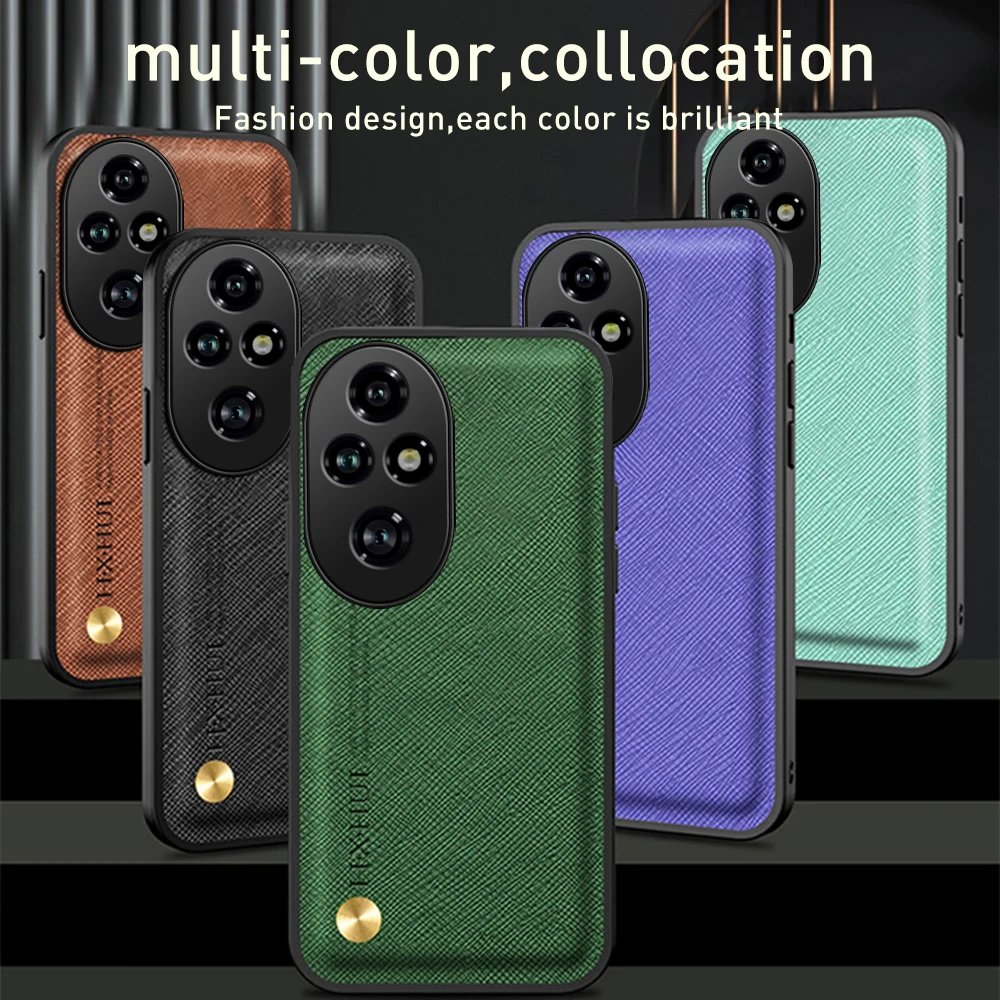 Suporte magnético para carro, capa de couro com textura de grão cruzado para honor200 honor 200 pro honar honer 200pro 5g 200pro, coque à prova de choque