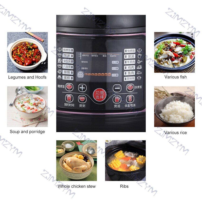 5L Electric Pressure Rice Cooker Multicooker for Rice Porridge Soup Cooking Stewing Keep Warm Machine 24h Reservation 900W 220V