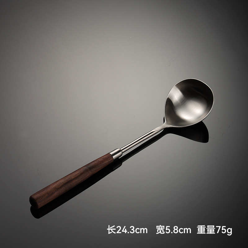 Pala de utensilios de cocina de acero inoxidable 304 de nogal, cuchara pequeña, pala voladora, cuchillo para pastel, espátula, herramientas de cocina, antiescaldado: Gris claro