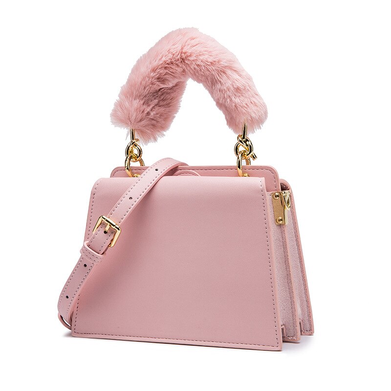 Women's Plush Bag Style Cool Portable Shoulder/Crossbody Bag: Pink