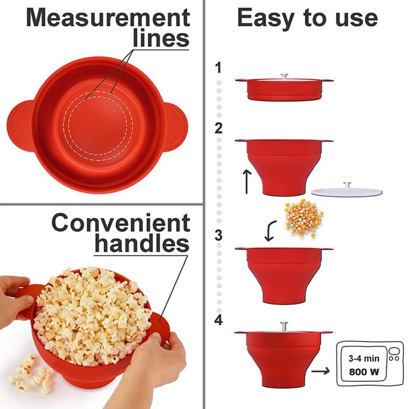 Cubo para hacer palomitas de maíz con tapa de microondas, utensilio de cocina seguro para hacer palomitas de maíz