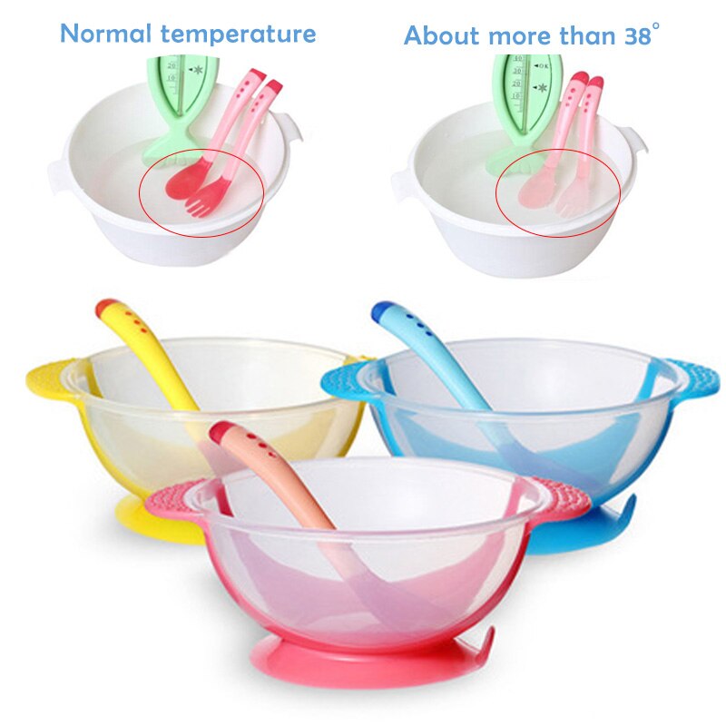 Babyservise servise sugeskål med temperaturføleske babymad skål temperaturføleske baby foderskål