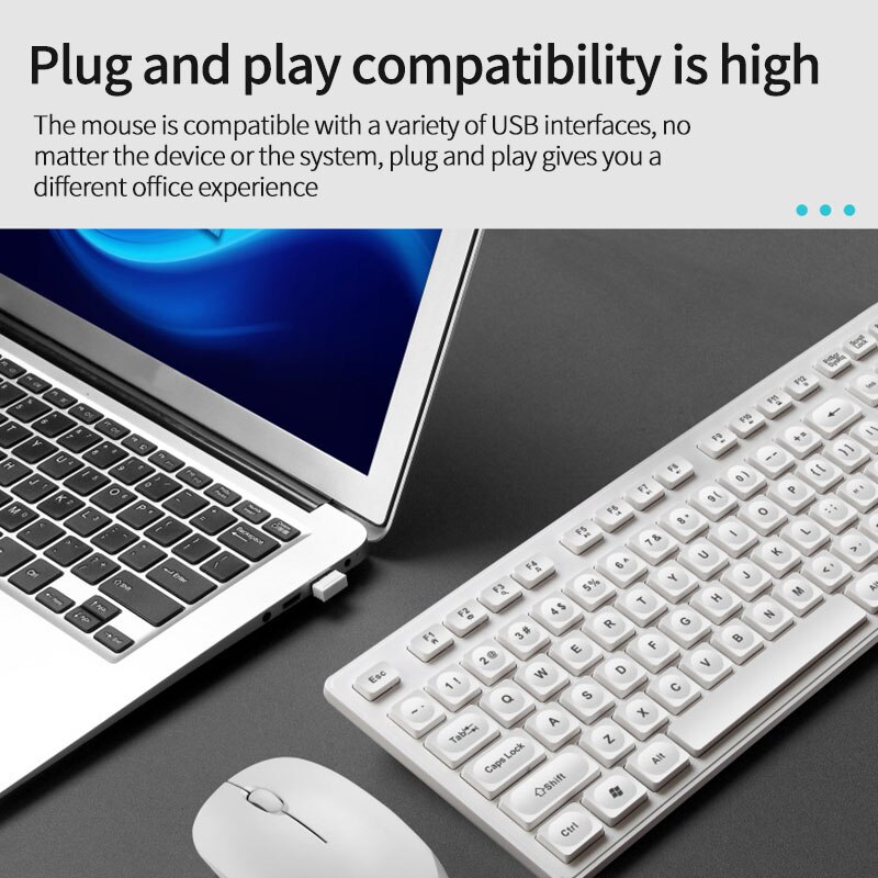 Wireless Office Keyboard And Mouse Set Only One USB Control 104-Key 2.4GHz Multi-System Compatible Wireless Keyboard