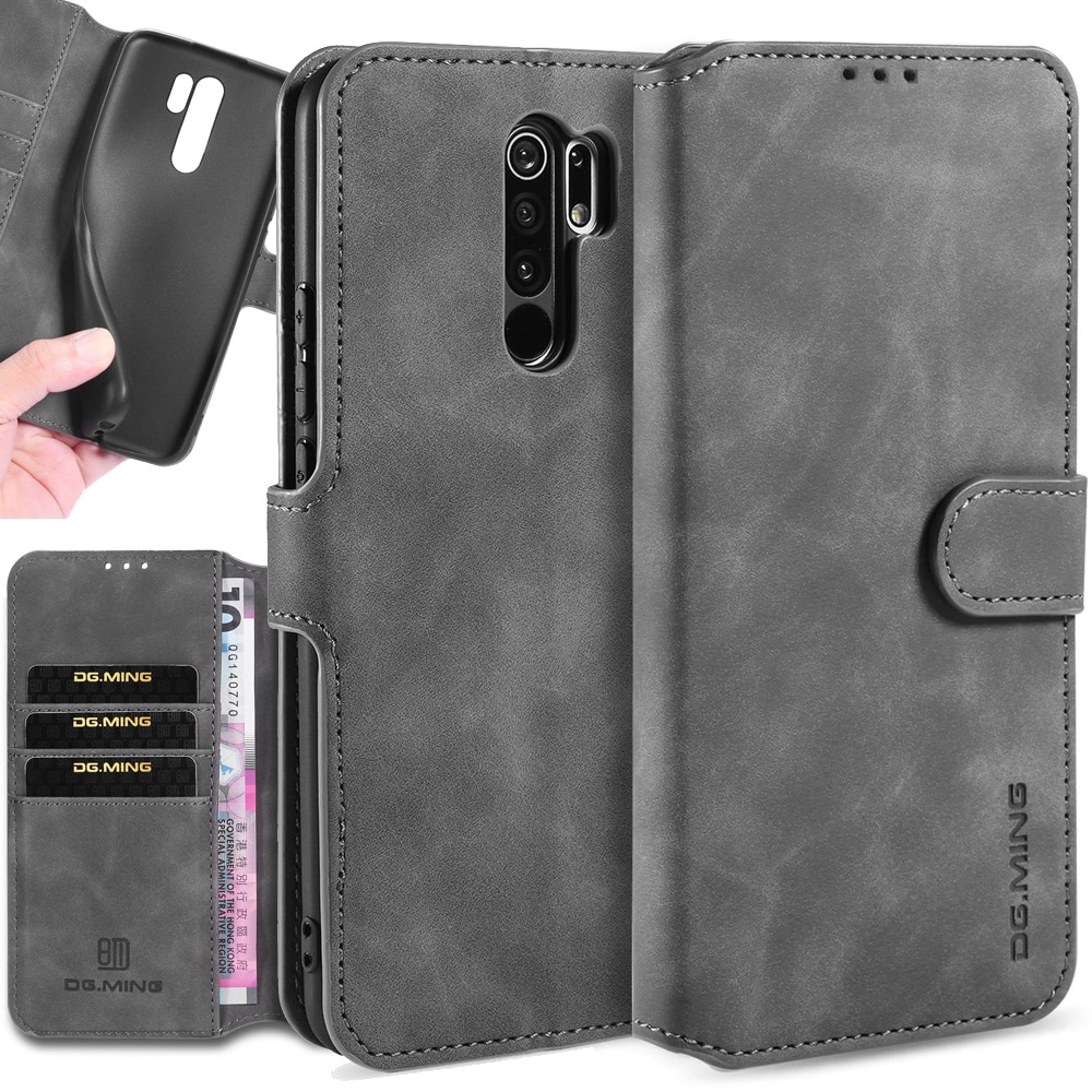 Portemonnee Matte Leather Flip Case Voor Xiaomi Redmi 9 Retro Coque Boek